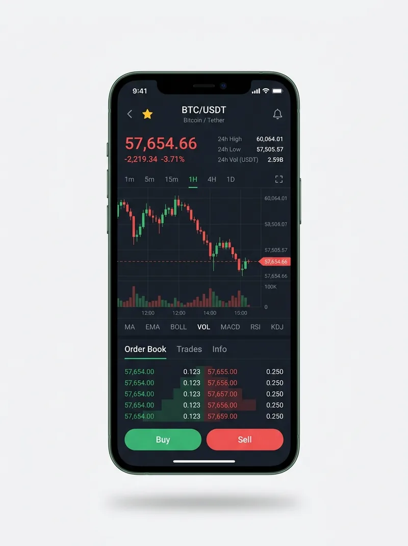 Paparan portfolio yang sama pada skrin telefon